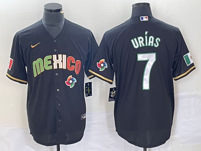 Men 2023 World Cub Mexico #7 Urias Black Nike MLB Jersey style 91831